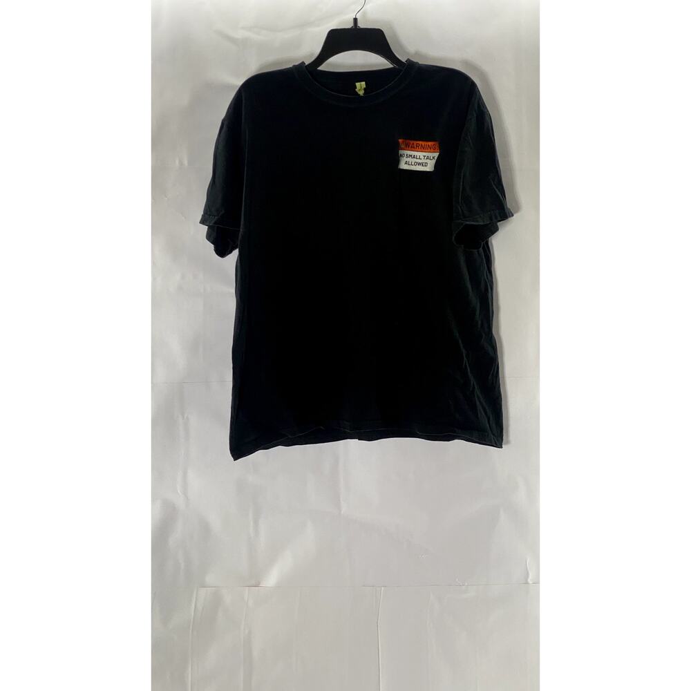 ECONSCIOUS Women's Black Warning No Small Talk Allowed Crewneck T-Shirt SZ L